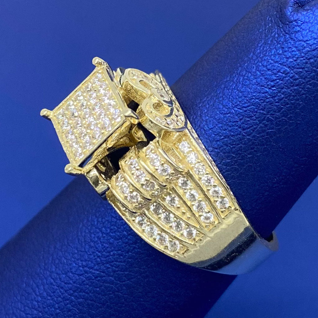 10k CZ Square Cocktail Ring